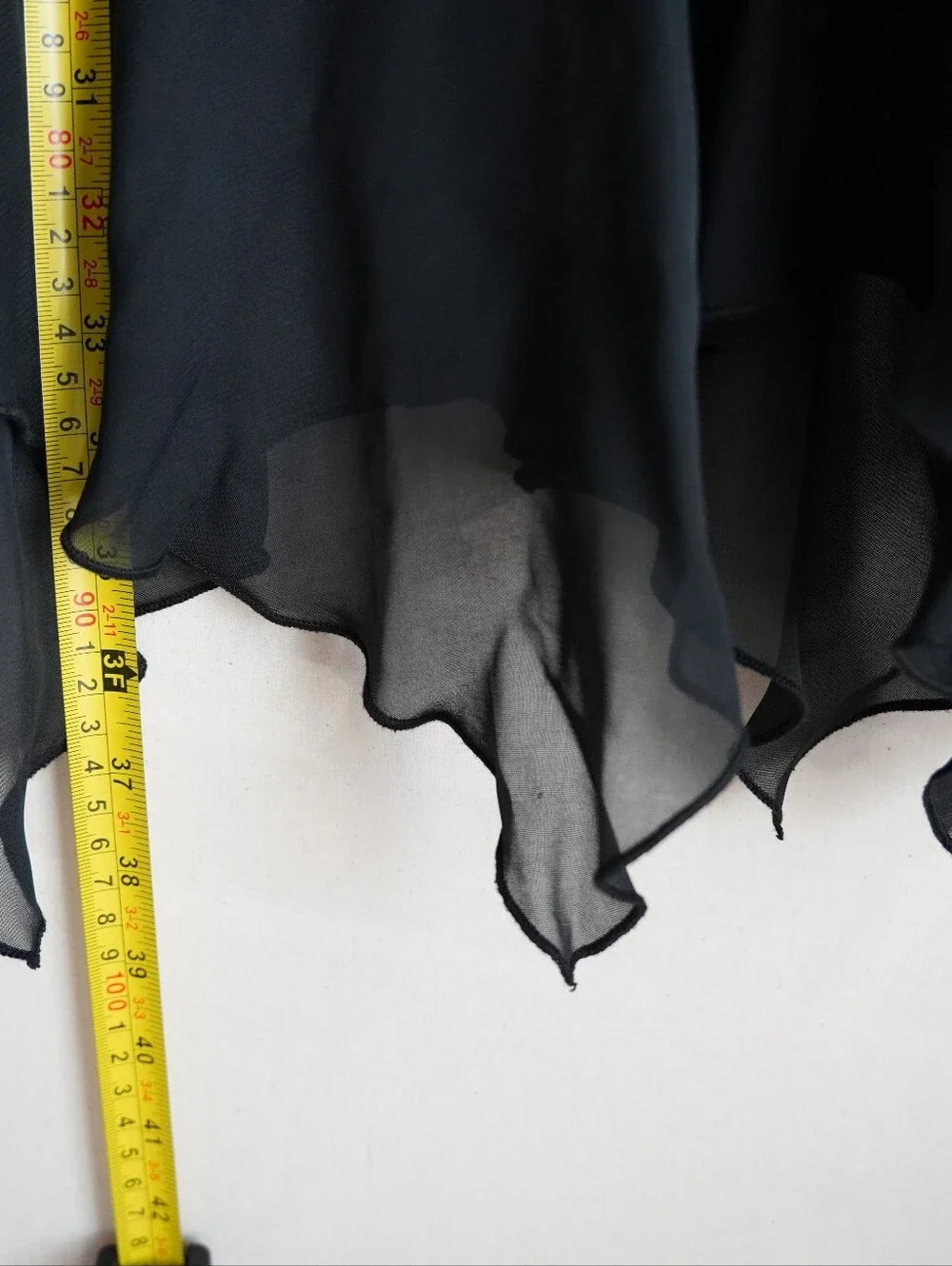 New Directions Black Handkerchief Hem Maxi Skirt Chiffon Ruffle Small